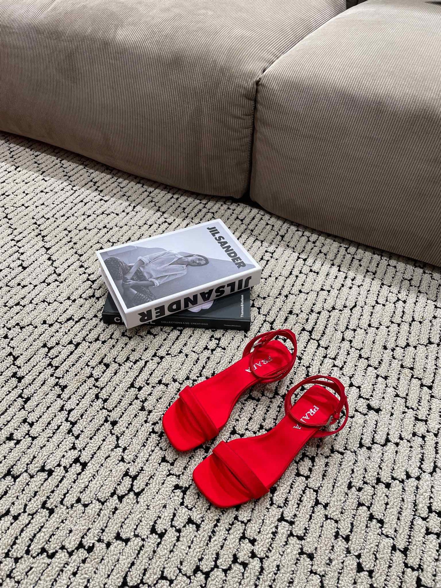 PRA TRIANGLE HEEL SATIN SANDALS CRIMSON - 35
