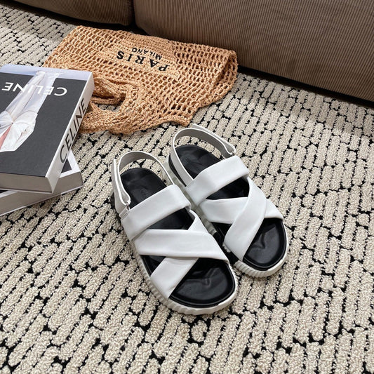 ELECTRIC SANDAL BLACK MIX WHITE CALFSKIN - 35