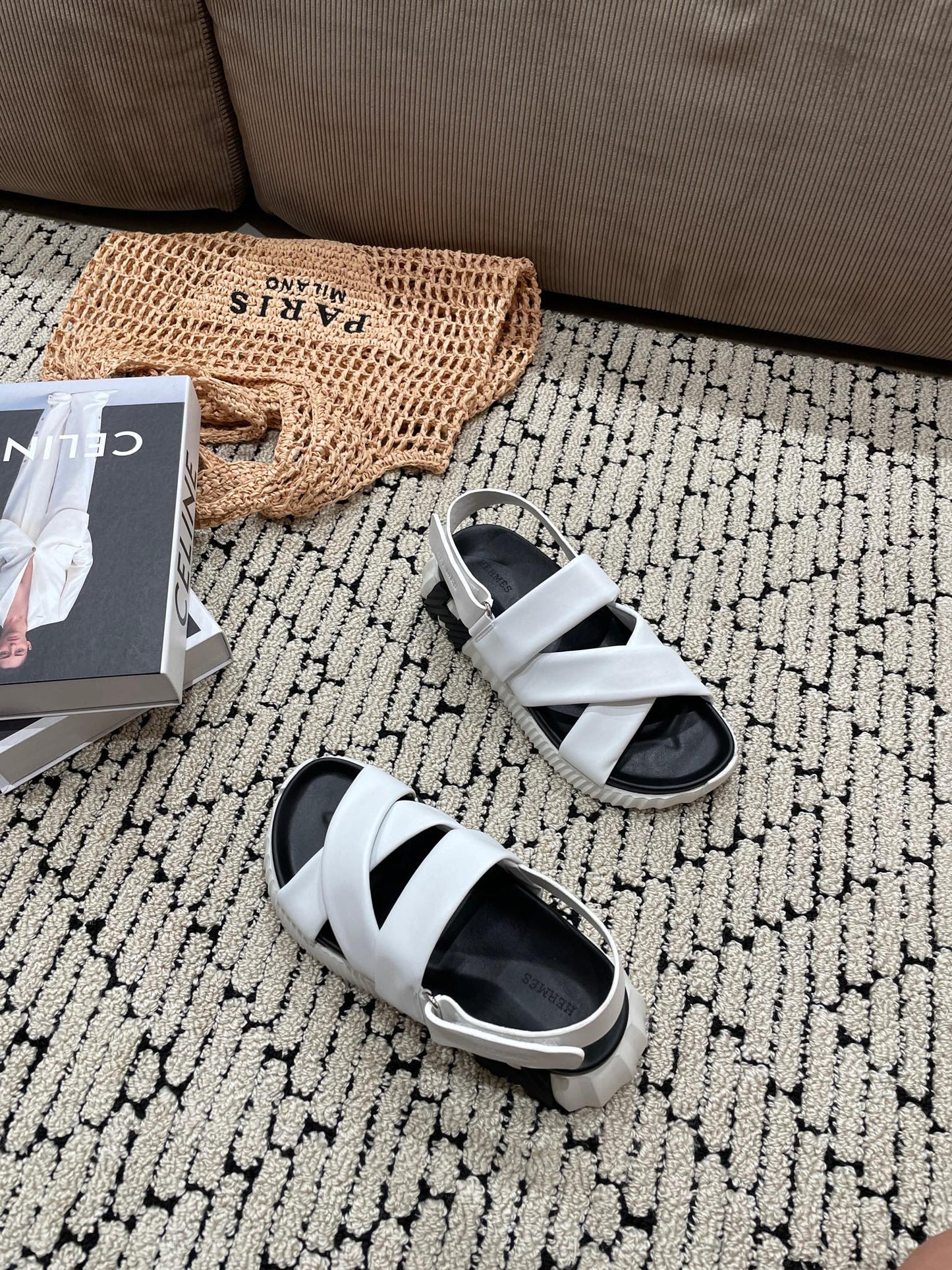 ELECTRIC SANDAL BLACK MIX WHITE CALFSKIN - 35