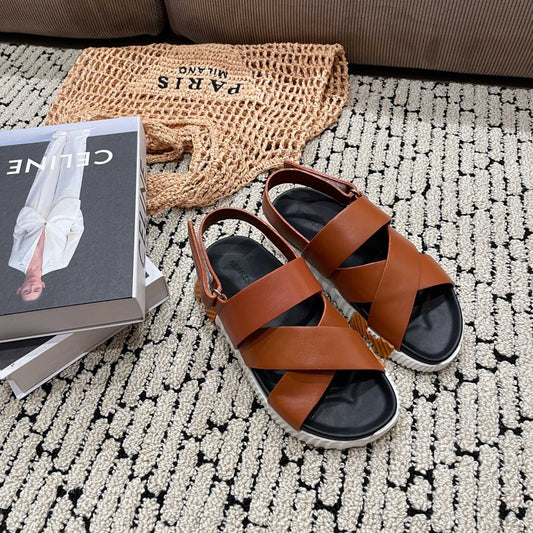 ELECTRIC SANDAL BLACK MIX CARAMEL CALFSKIN - 35