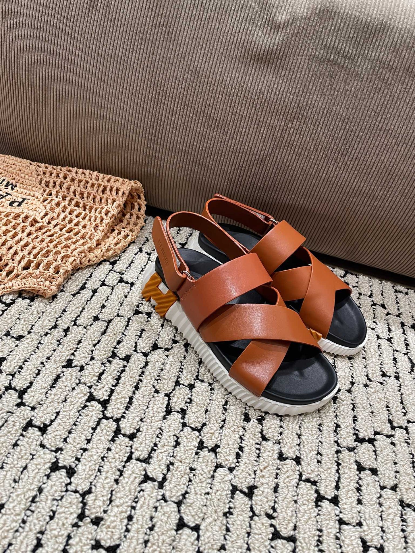 ELECTRIC SANDAL BLACK MIX CARAMEL CALFSKIN - 35