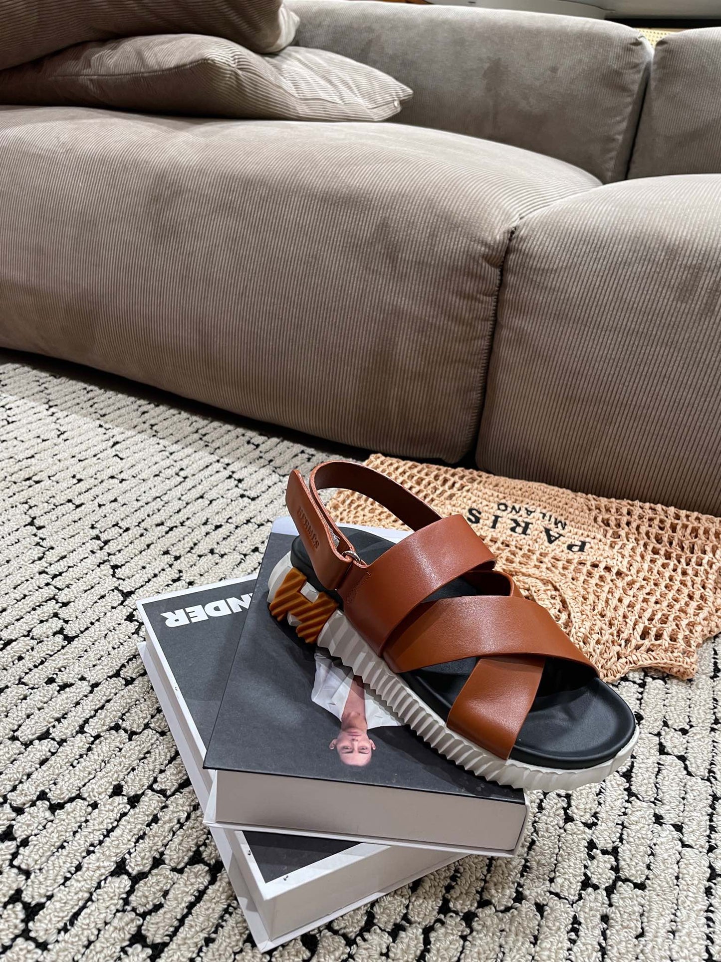 ELECTRIC SANDAL BLACK MIX CARAMEL CALFSKIN - 35