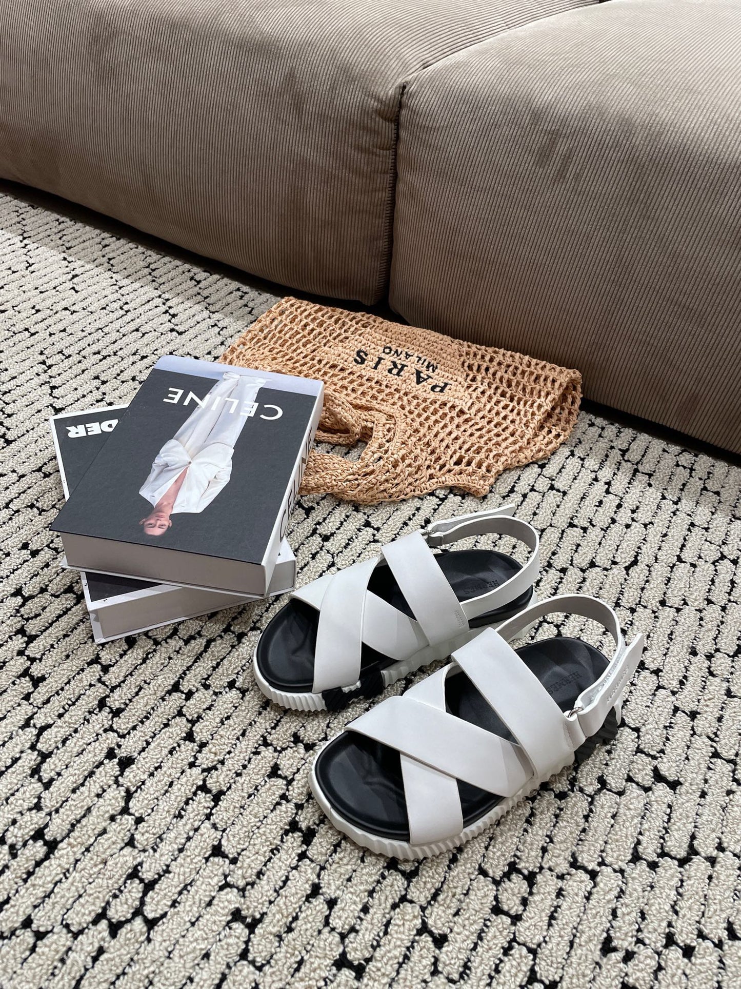 ELECTRIC SANDAL BLACK MIX CREAMY WHITE CALFSKIN - 35