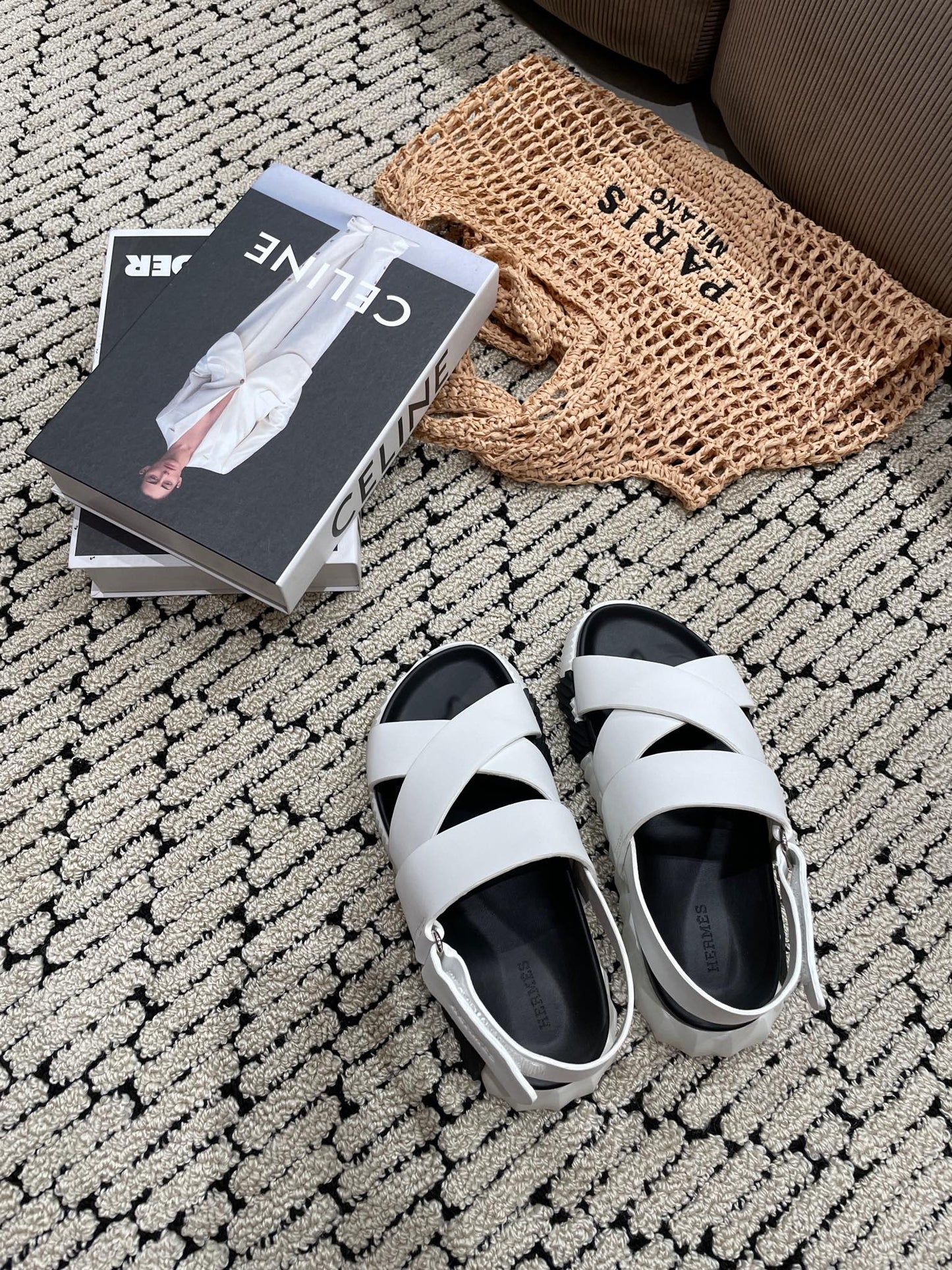 ELECTRIC SANDAL BLACK MIX CREAMY WHITE CALFSKIN - 35