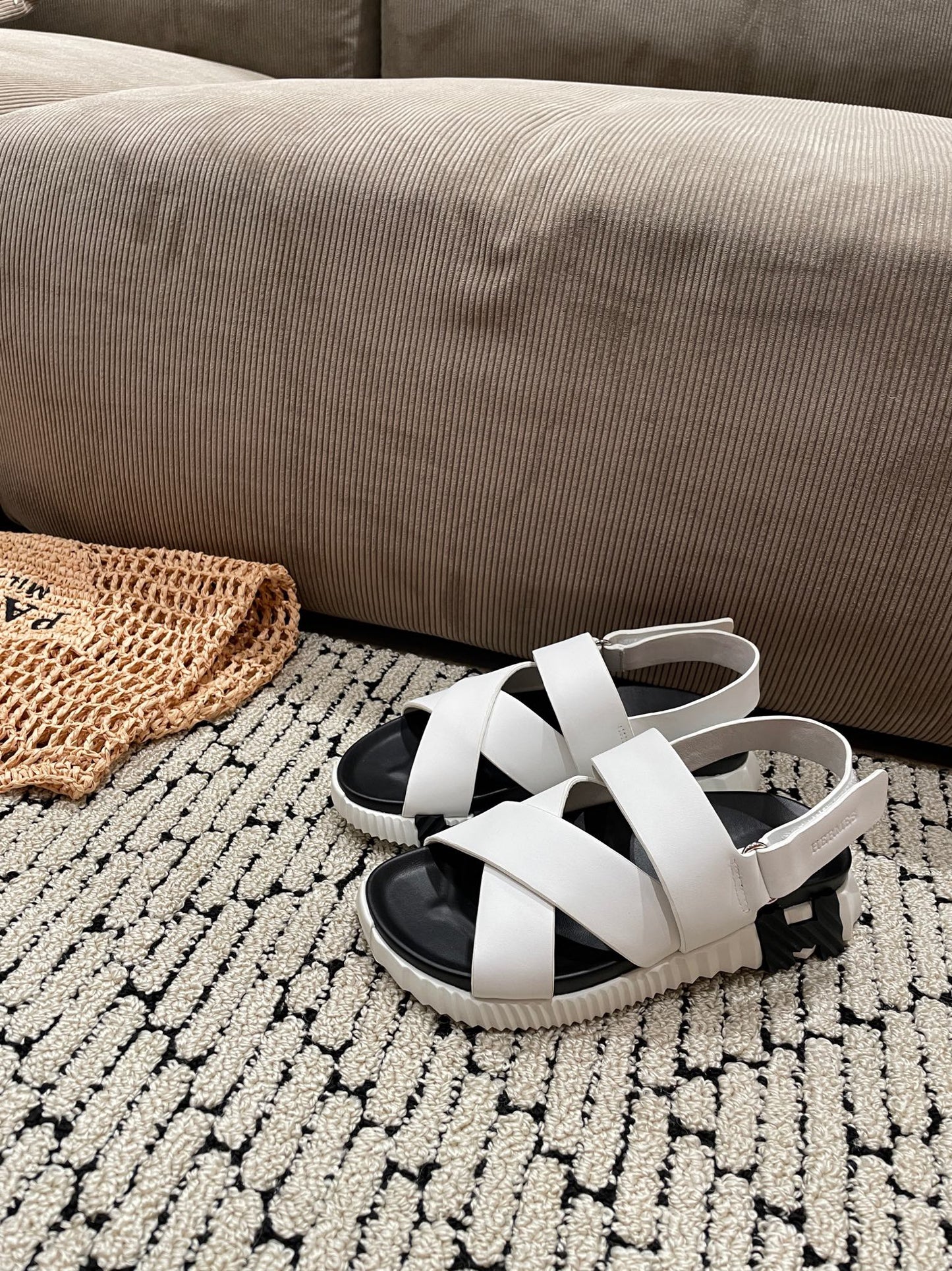 ELECTRIC SANDAL BLACK MIX CREAMY WHITE CALFSKIN - 35