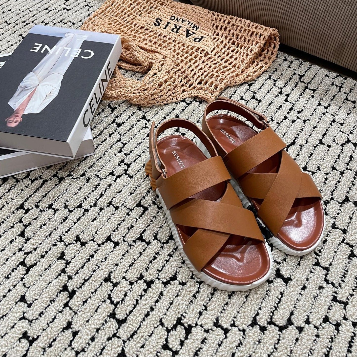 ELECTRIC SANDAL CHOCOLATE CALFSKIN - 35