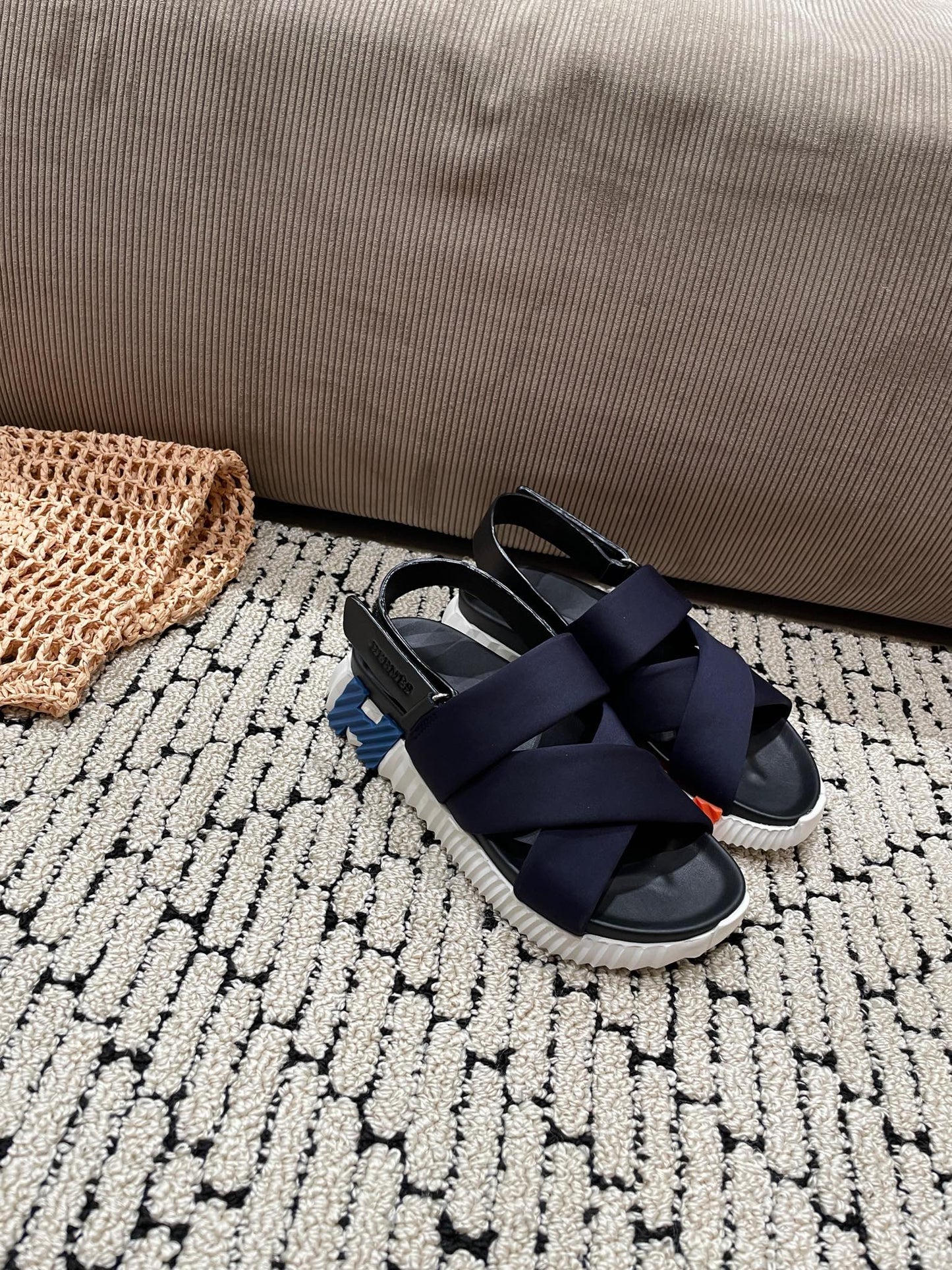ELECTRIC SANDAL BLACK MIX CHARCOAL BLACK CALFSKIN - 35