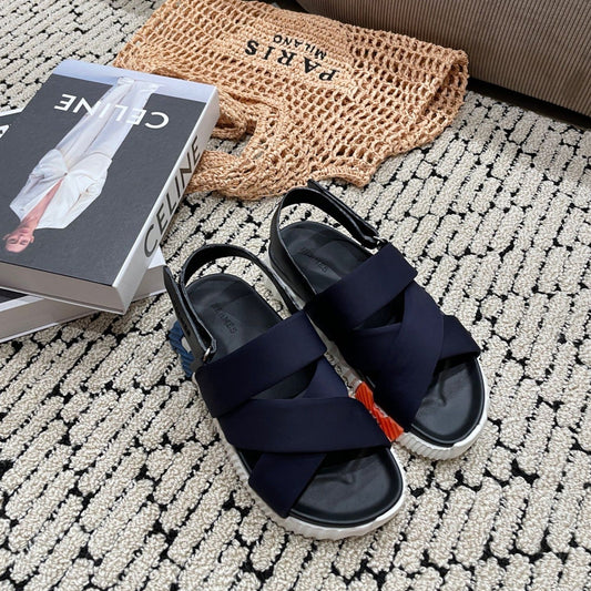 ELECTRIC SANDAL BLACK MIX CHARCOAL BLACK CALFSKIN - 35