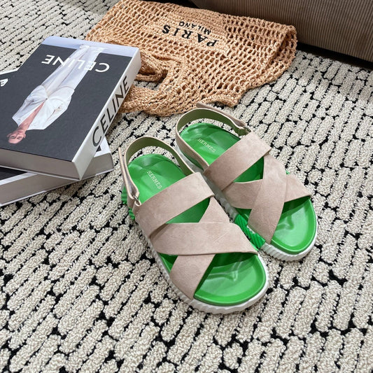 ELECTRIC SANDAL GREEN MIX LIGHT GRAY SUEDE - 35