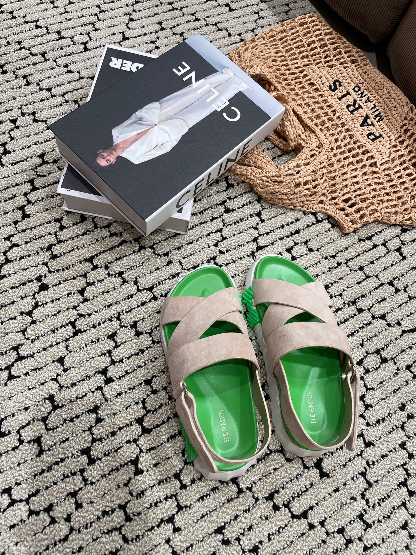 ELECTRIC SANDAL GREEN MIX LIGHT GRAY SUEDE - 35
