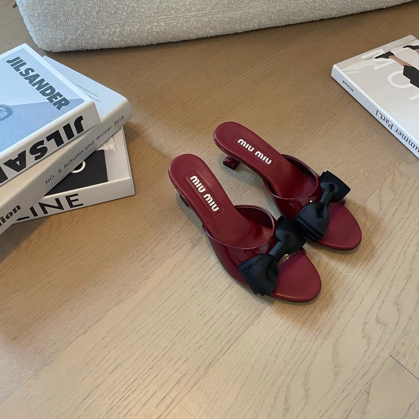 Ruby Mid - Heels With Black Bow Calfskin - 35