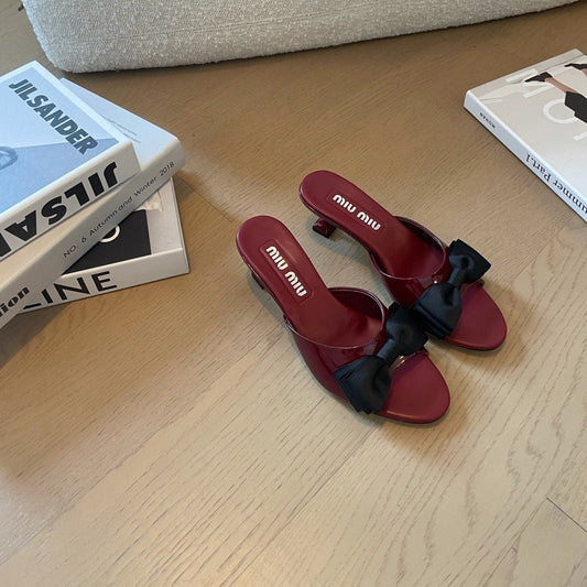 Ruby Mid - Heels With Black Bow Calfskin - 35