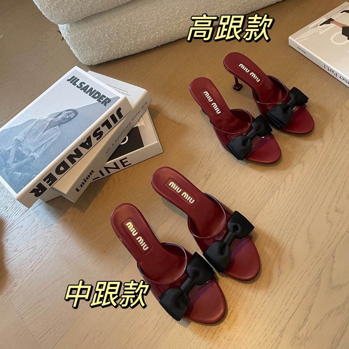 Ruby Mid - Heels With Black Bow Calfskin - 35