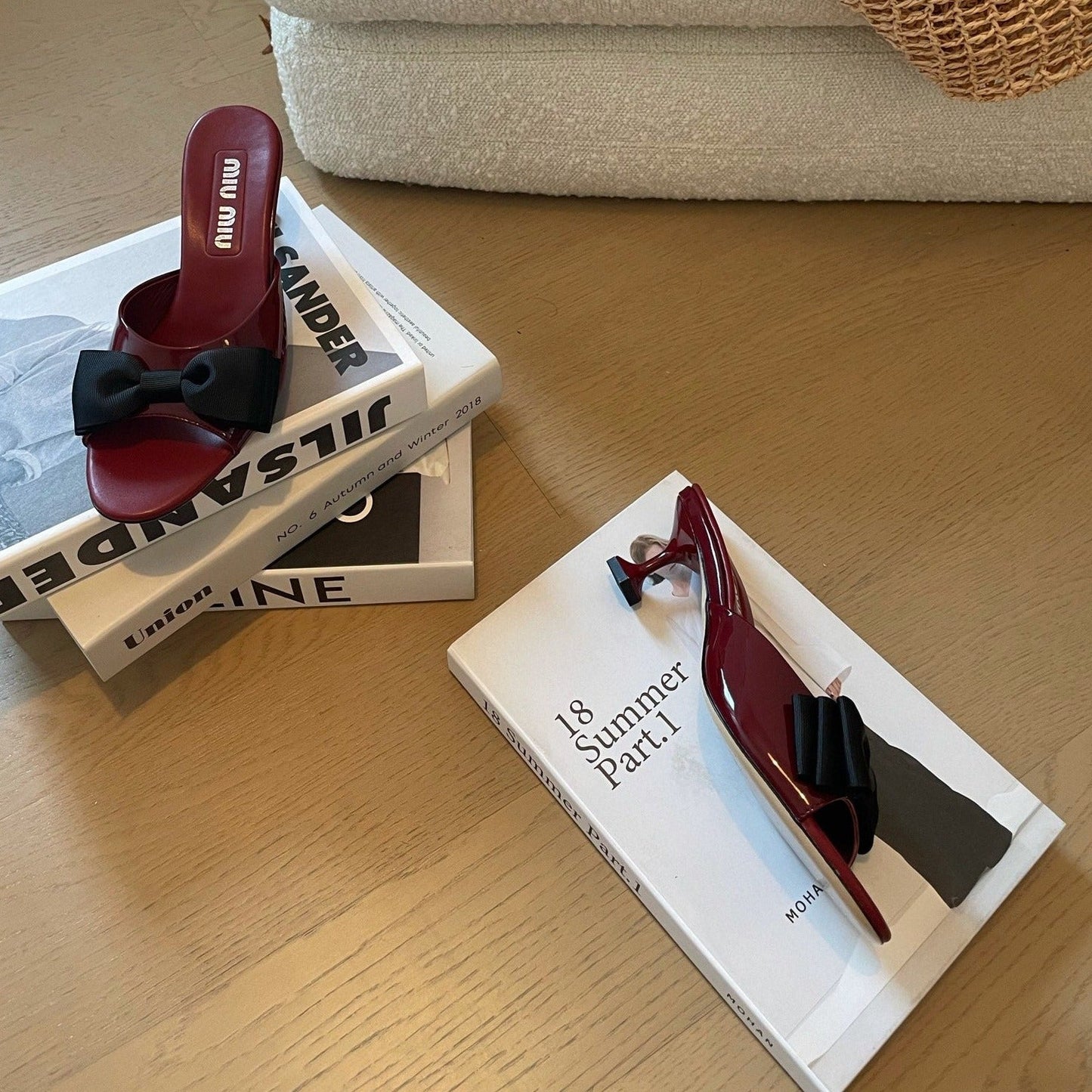 Ruby Mid - Heels With Black Bow Calfskin - 35