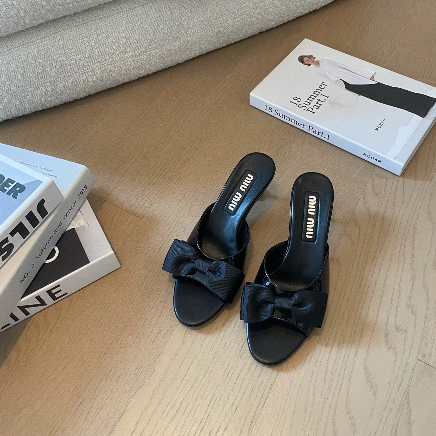 Black High - Heels With Black Bow Calfskin - 35