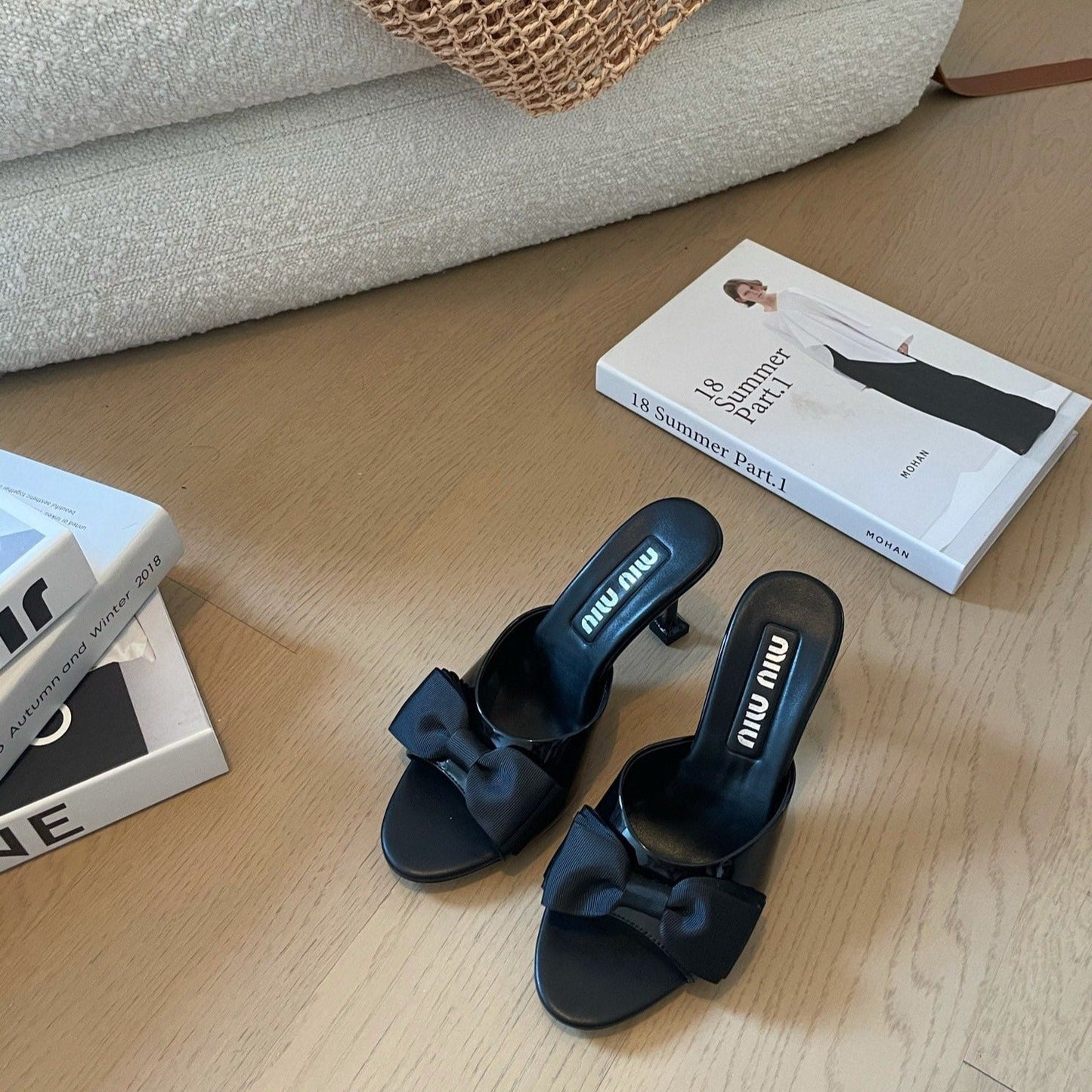 Black High - Heels With Black Bow Calfskin - 35