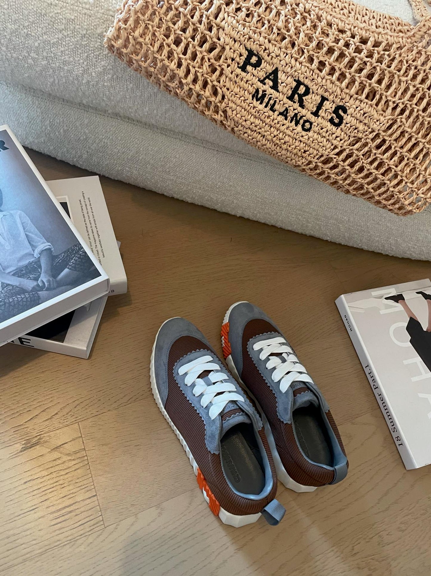 BOUNCING SNEAKERS GRAY MIX BROWN CALFSKIN - 35