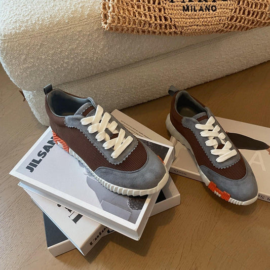 BOUNCING SNEAKERS GRAY MIX BROWN CALFSKIN - 35