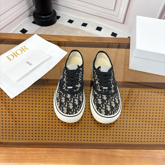 DIOR 26S НИЗЬКІ КРОСІВКИ 35 ММ З ЧОРНОГО ПОЛОТНА OBLIQUE НА ГУМОВІЙ ПІДОШВІ