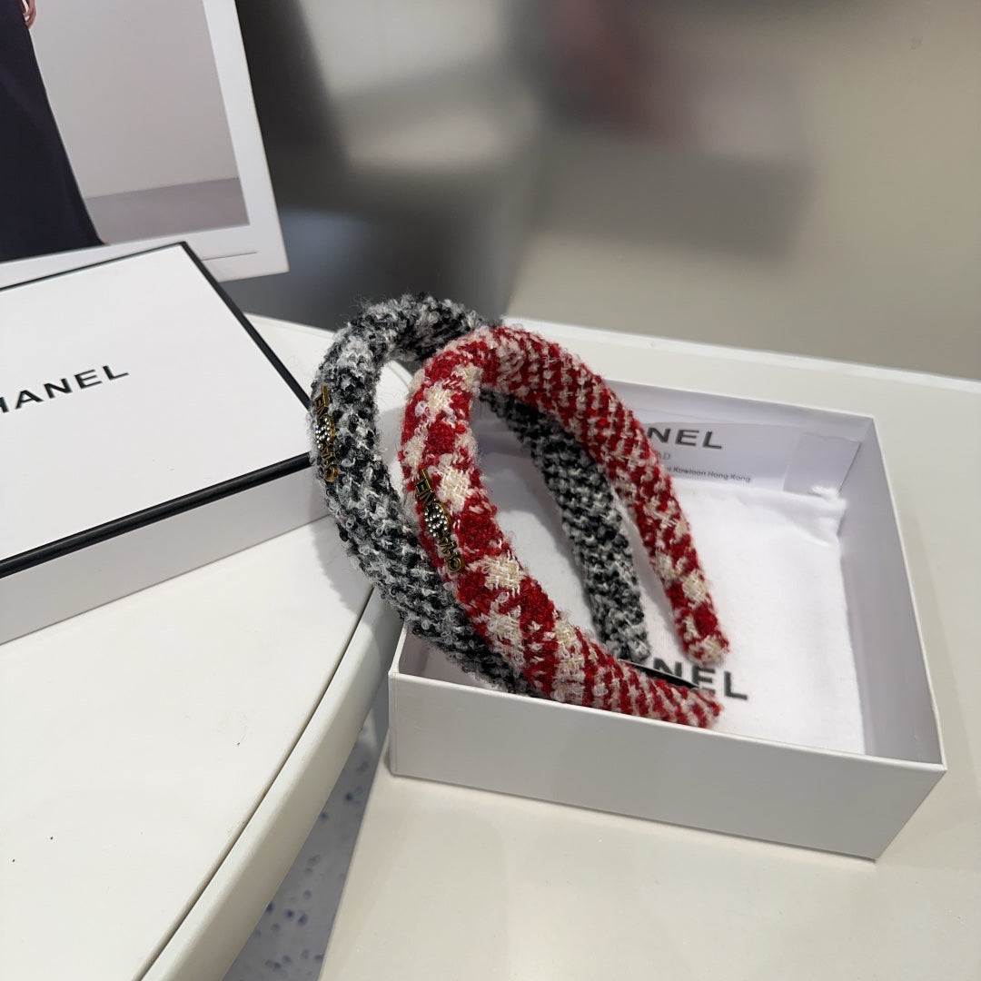 CHERRY RED MIX WHITE WOOL HAIRBAND 412546