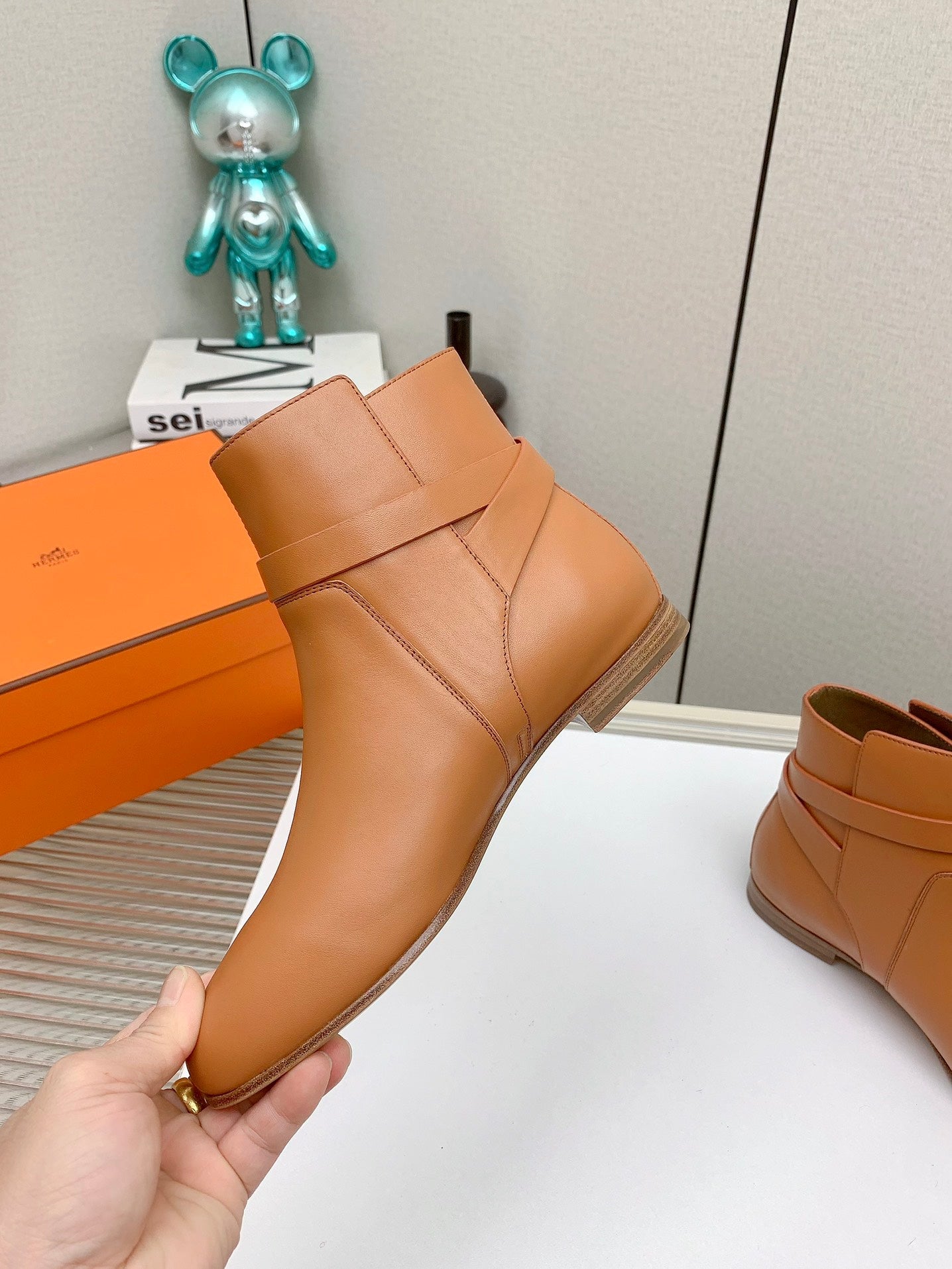 WOMEN'S NEO ANKLE BOOT IN BRONZE BROWN CALFSKIN - 35