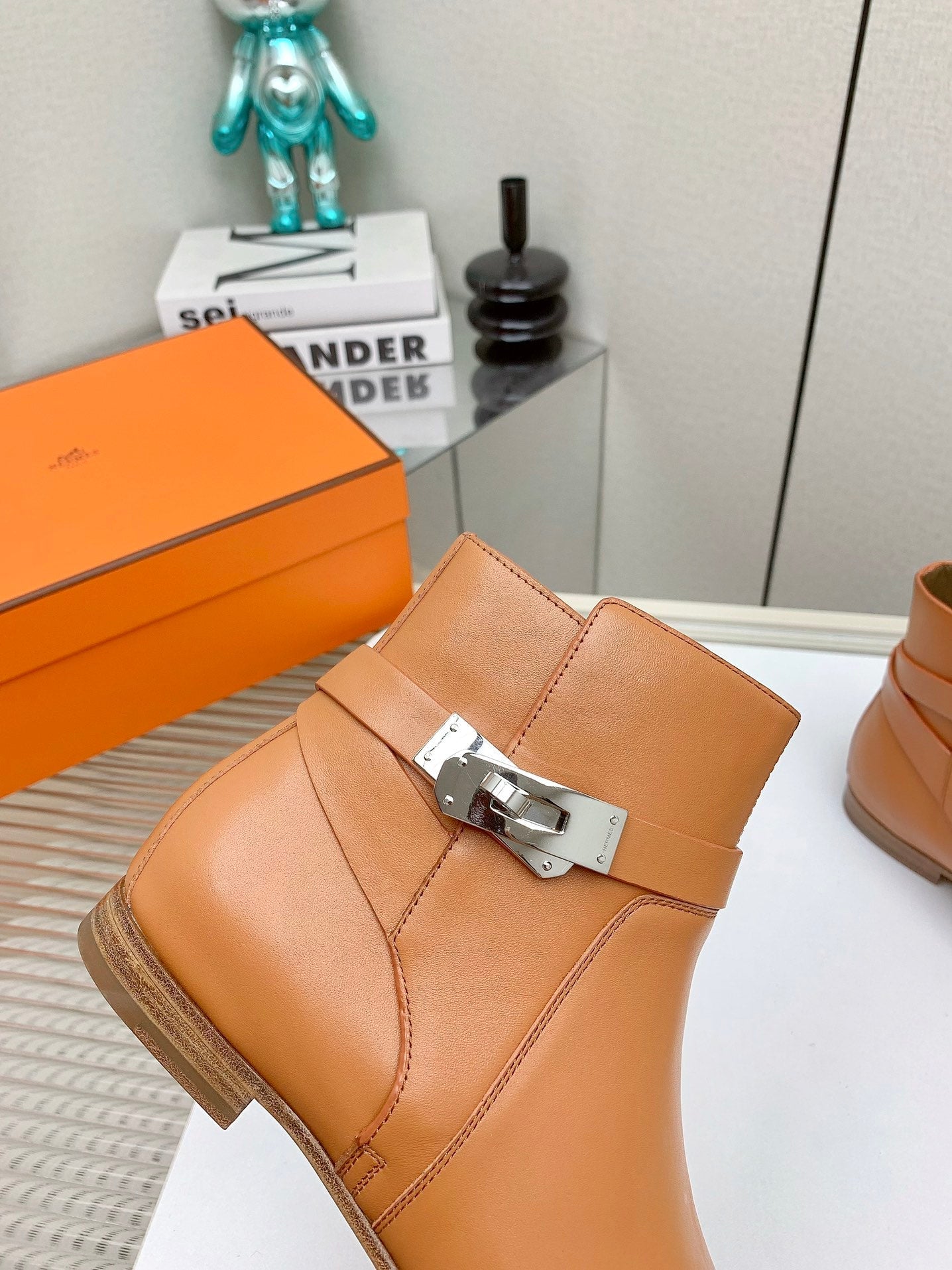 WOMEN'S NEO ANKLE BOOT IN BRONZE BROWN CALFSKIN - 35