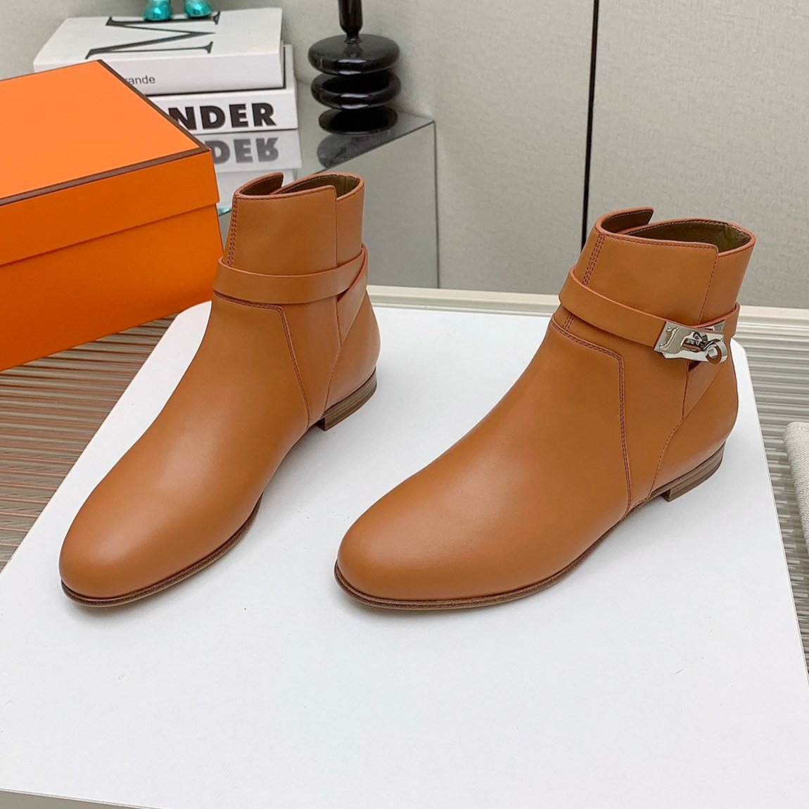 WOMEN'S NEO ANKLE BOOT IN BRONZE BROWN CALFSKIN - 35