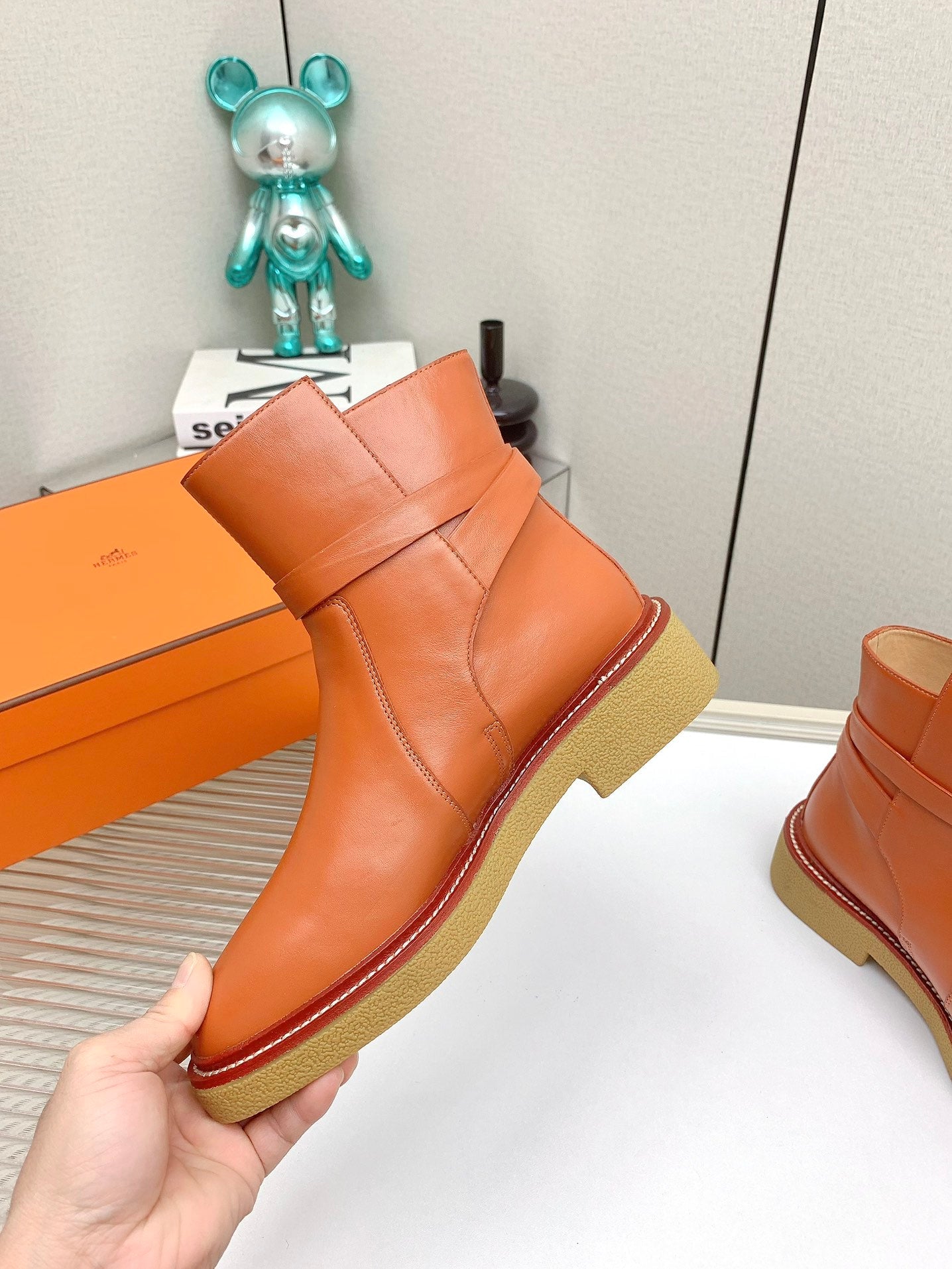 BOTINES HISTORY BOOTS IN SALAMANDER ORANGE CALFSKIN - 35