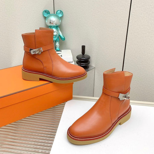 BOTINES HISTORY BOOTS IN SALAMANDER ORANGE CALFSKIN - 35