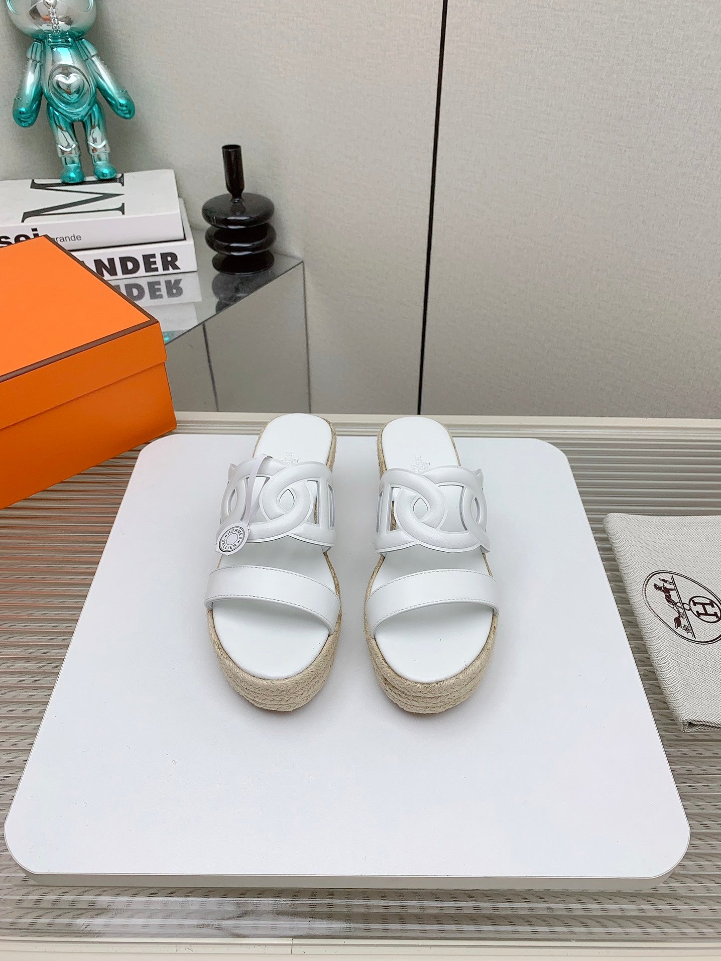 ITHEA 85 MM ESPADRILLE IN WHITE CALFSKIN - 34