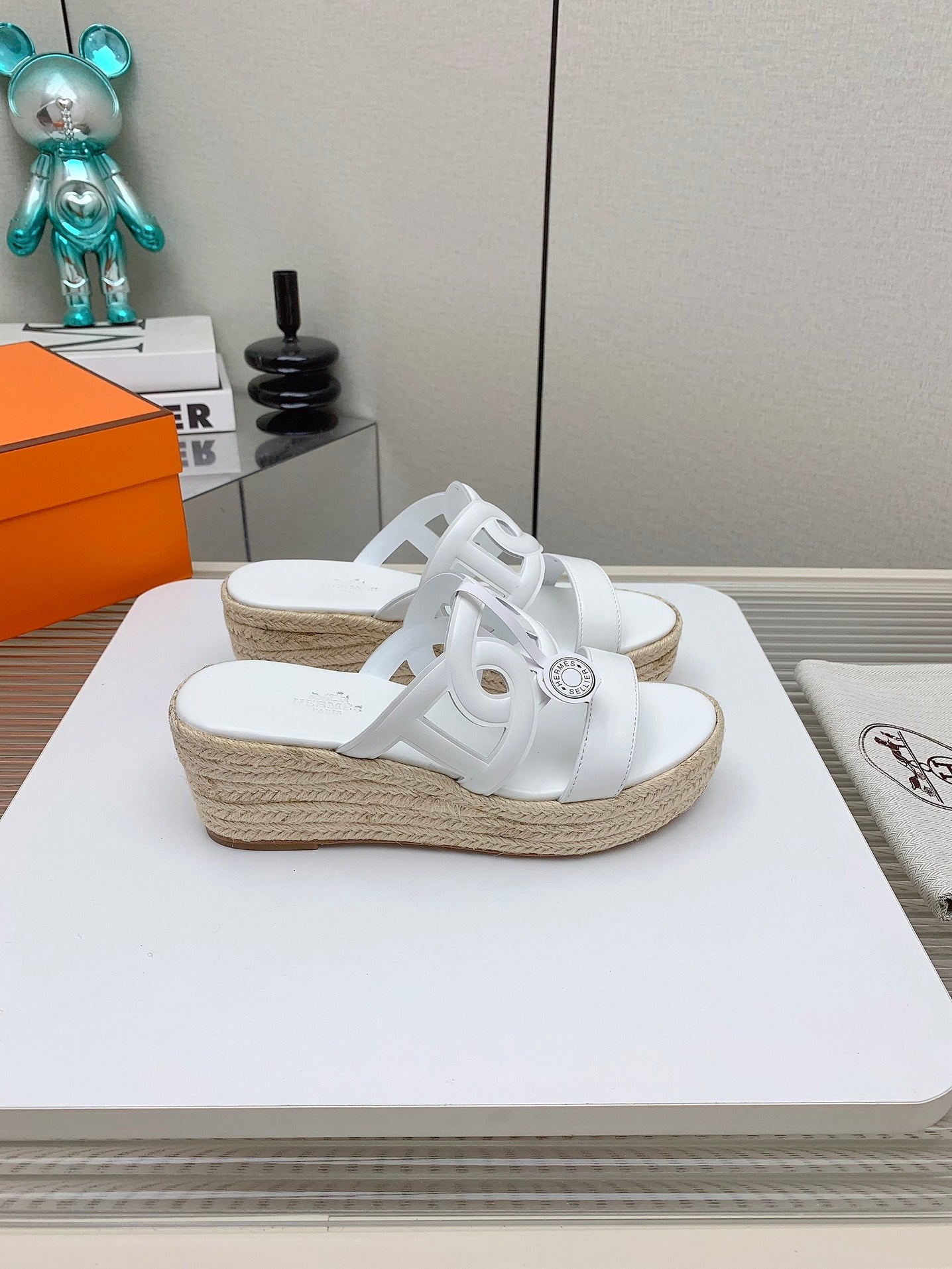 ITHEA 85 MM ESPADRILLE IN WHITE CALFSKIN - 34