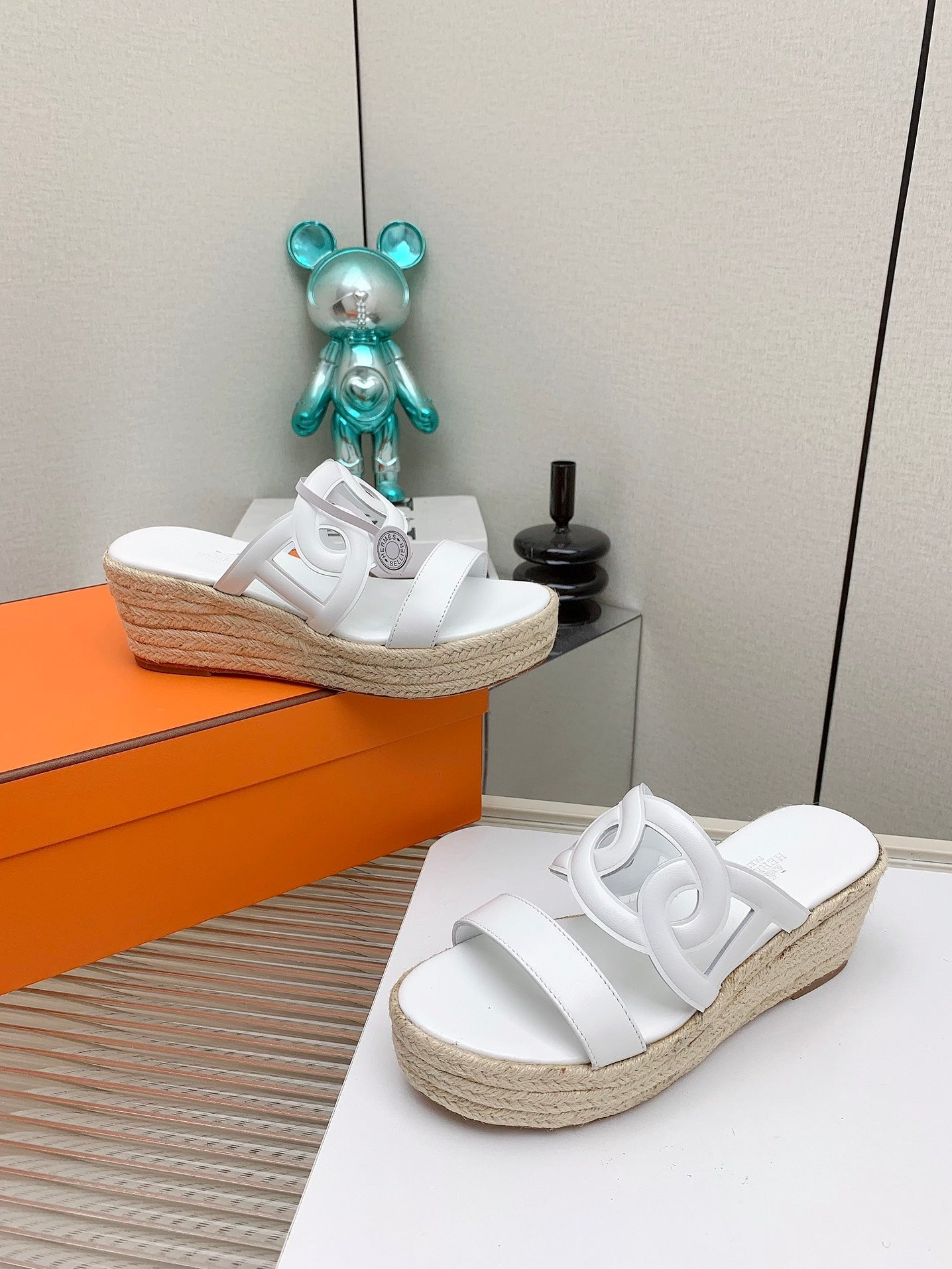 ITHEA 85 MM ESPADRILLE IN WHITE CALFSKIN - 34