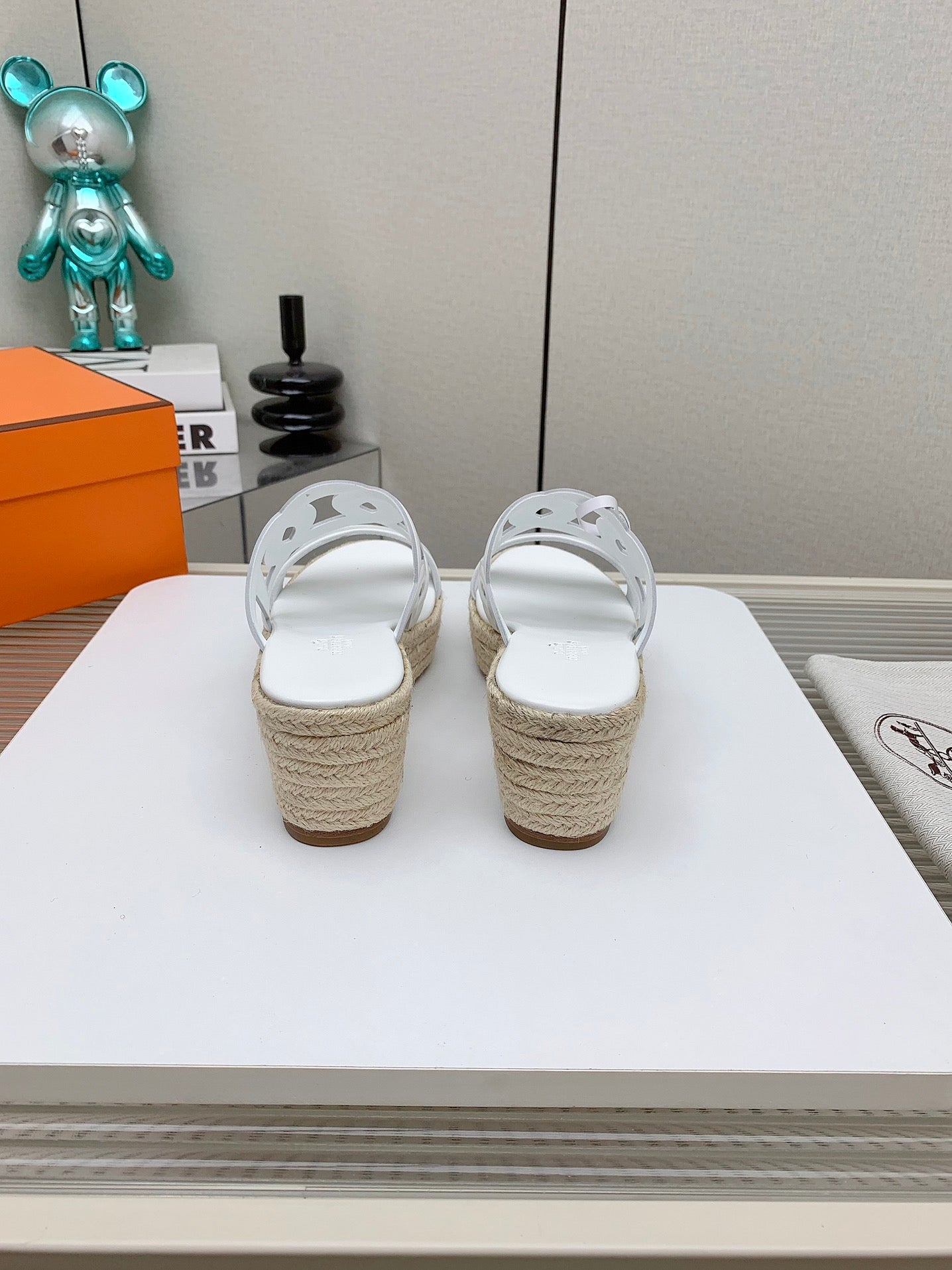 ITHEA 85 MM ESPADRILLE IN WHITE CALFSKIN - 34