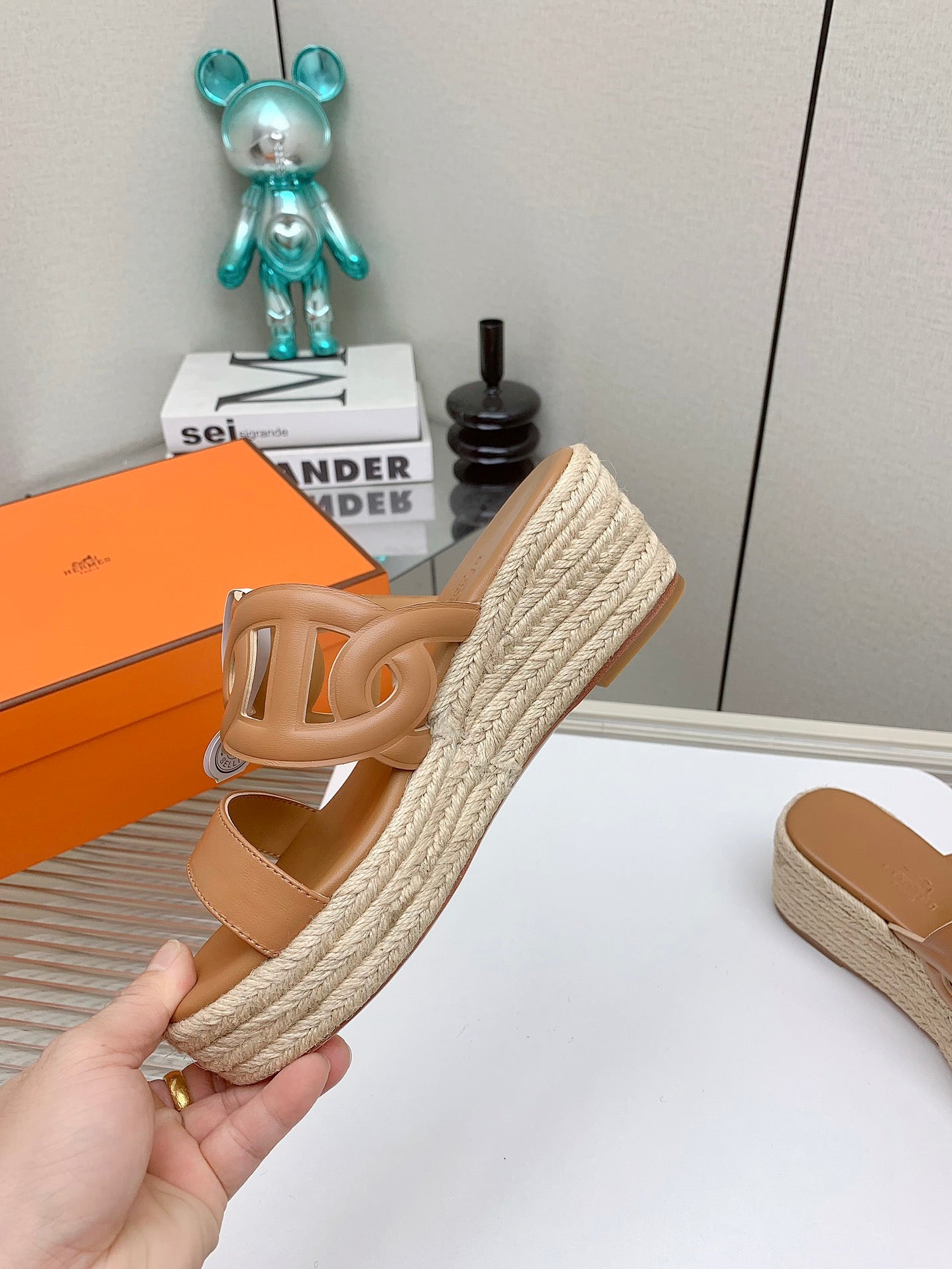 ITHEA 85 MM ESPADRILLE IN BRONZE BROWN CALFSKIN - 34