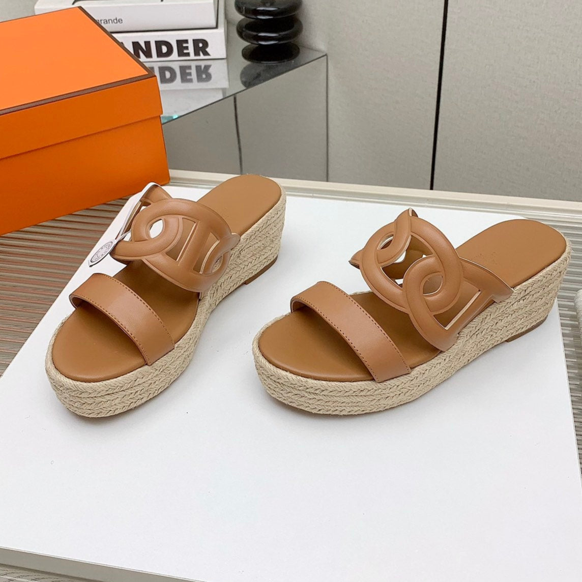 ITHEA 85 MM ESPADRILLE IN BRONZE BROWN CALFSKIN - 34