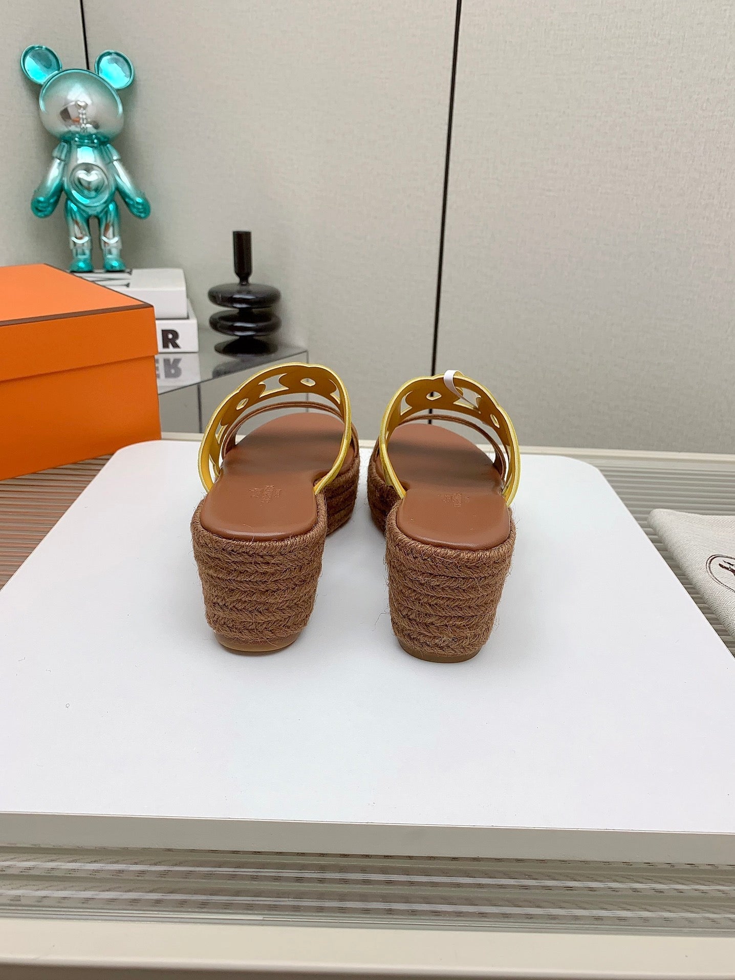 ITHEA 85 MM ESPADRILLE IN BRONZE BROWN AND AMBER YELLOW SUEDE - 34