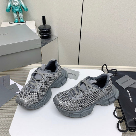 XL FISHNET SNEAKER IN GRAY MESH, POLYURETHANE, POLYESTER WITH RHINESTONES - 35