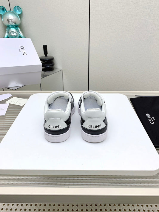 SNEAKER WITH TRIOMPHE IN BLACK AND WHITE CALFSKIN - 35