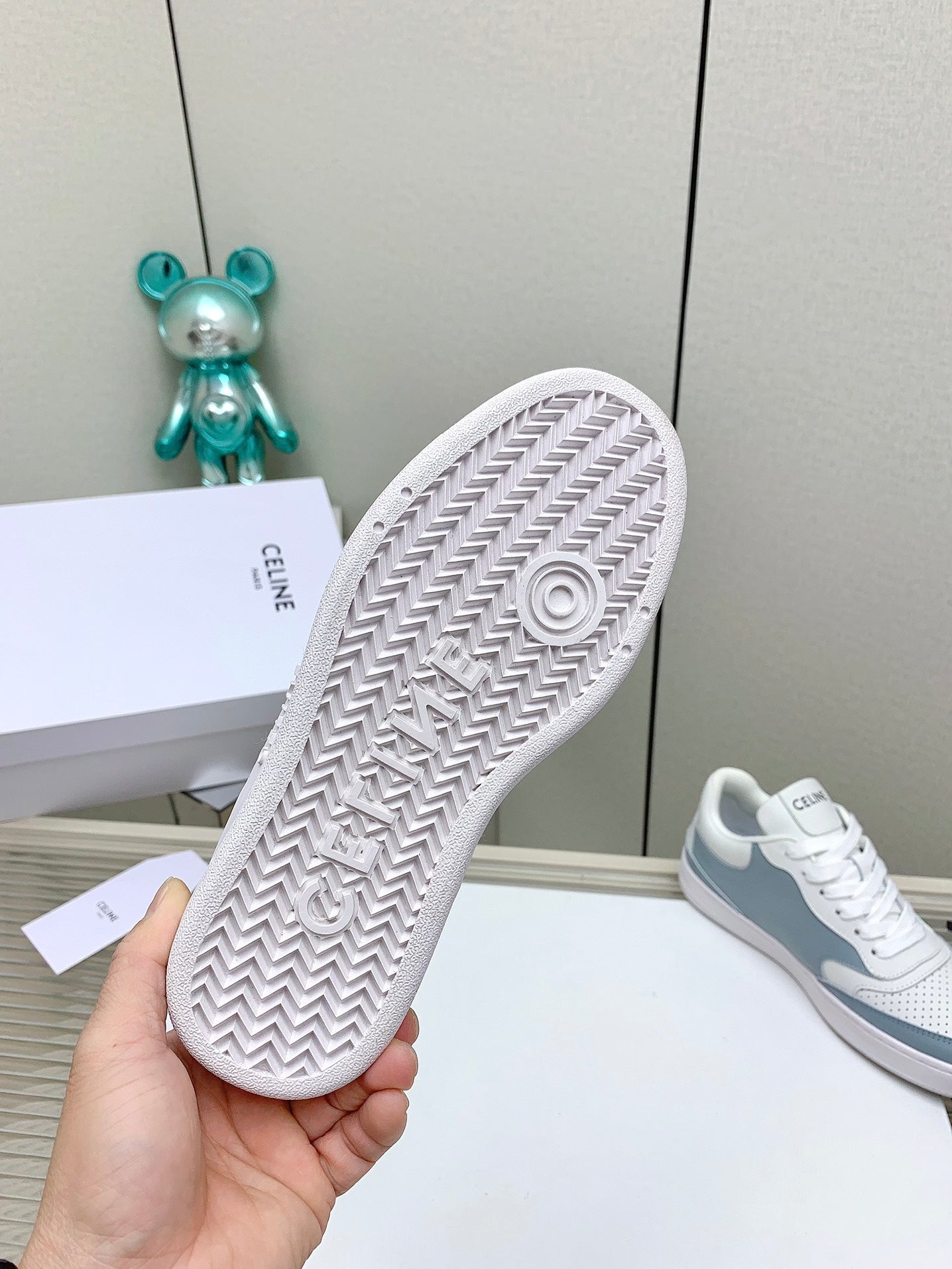 SNEAKER WITH TRIOMPHE IN AIR FORCE MIX WHITE CALFSKIN - 35