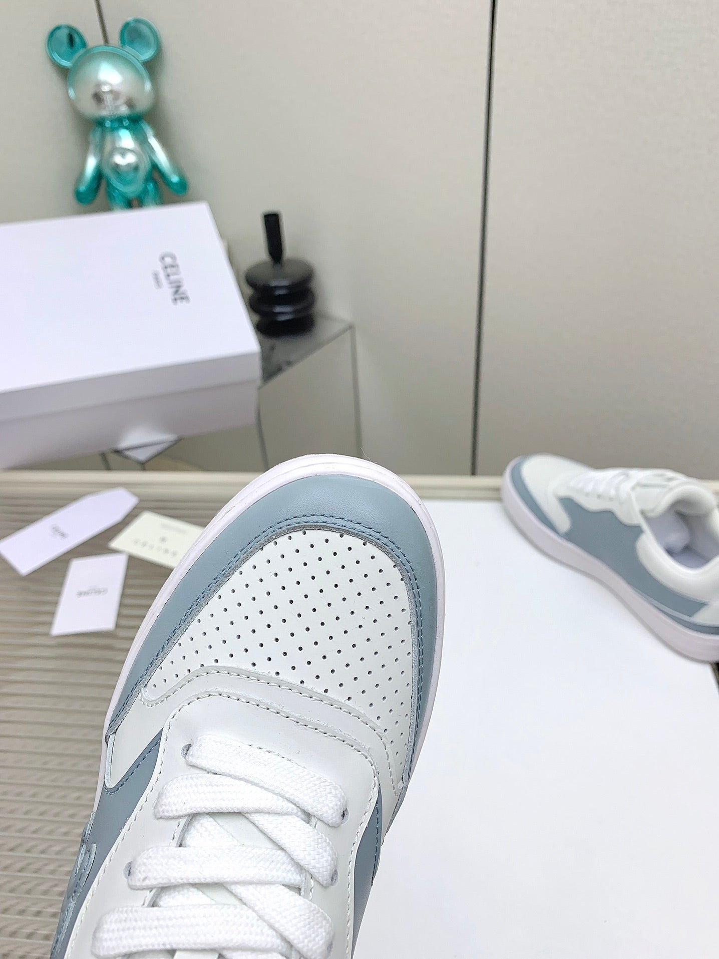 SNEAKER WITH TRIOMPHE IN AIR FORCE MIX WHITE CALFSKIN - 35