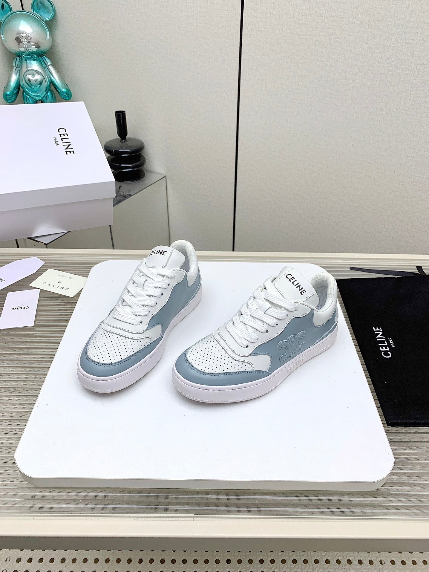 SNEAKER WITH TRIOMPHE IN AIR FORCE MIX WHITE CALFSKIN - 35