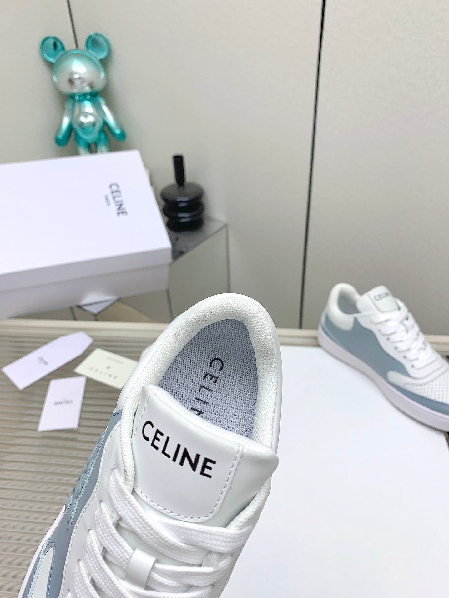 SNEAKER WITH TRIOMPHE IN AIR FORCE MIX WHITE CALFSKIN - 35