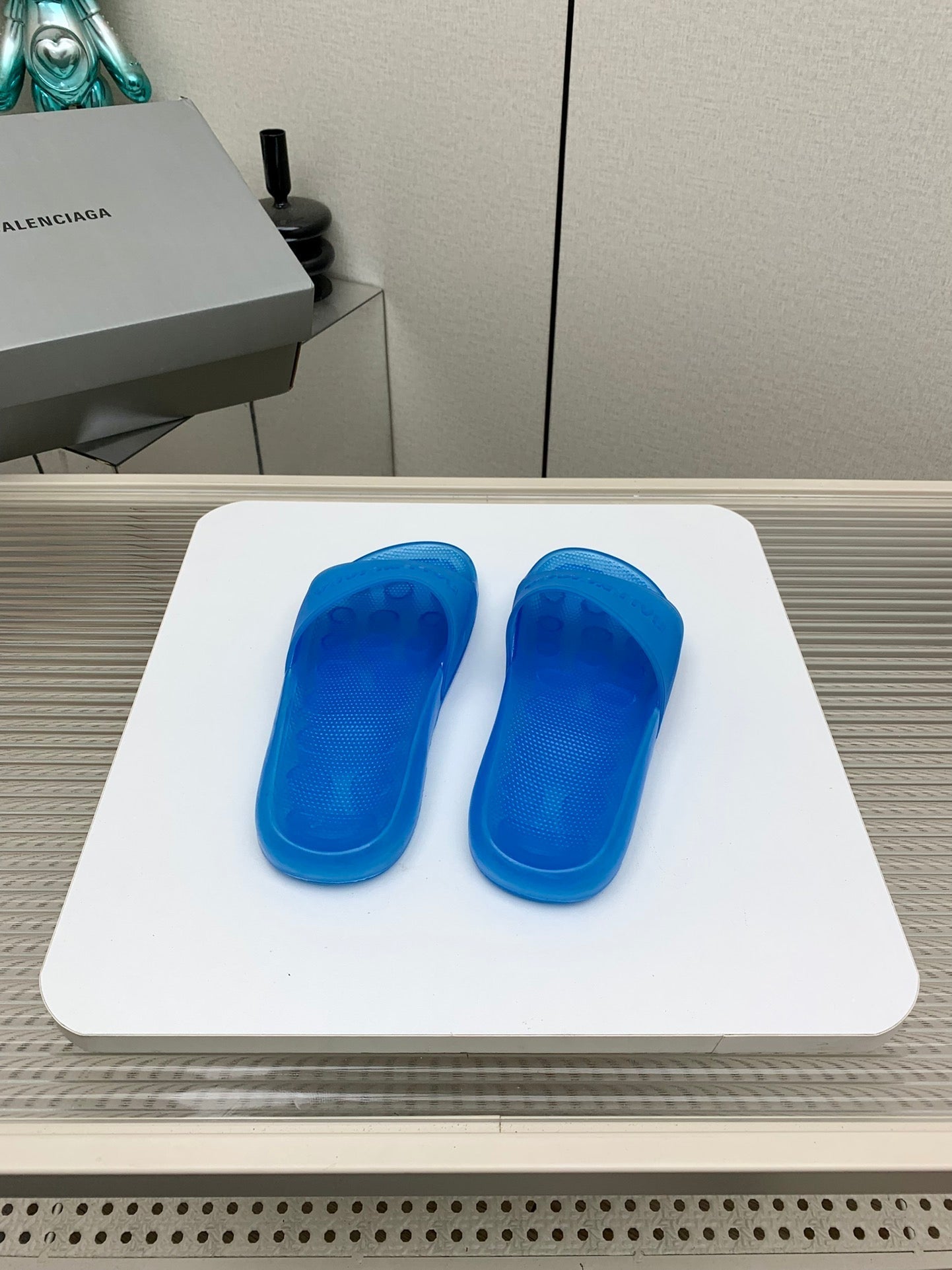 POOL SLIDE SANDAL IN JELLY BLUE RUBBER - 36