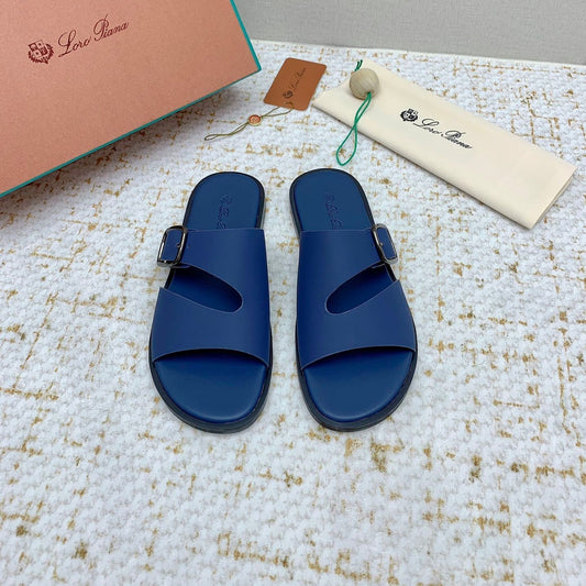 SANDALS IN CLASSIC BLUE CALFSKIN - 38