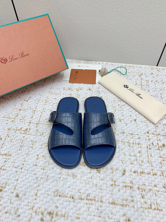 SANDALS IN CLASSIC BLUE SNAKE EMBOSSED CALFSKIN - 38