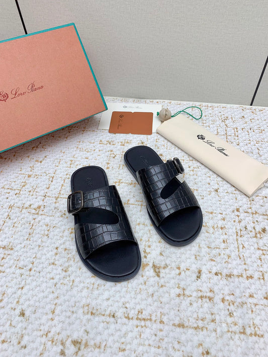 SANDALS IN BLACK SNAKE EMBOSSED CALFSKIN - 38