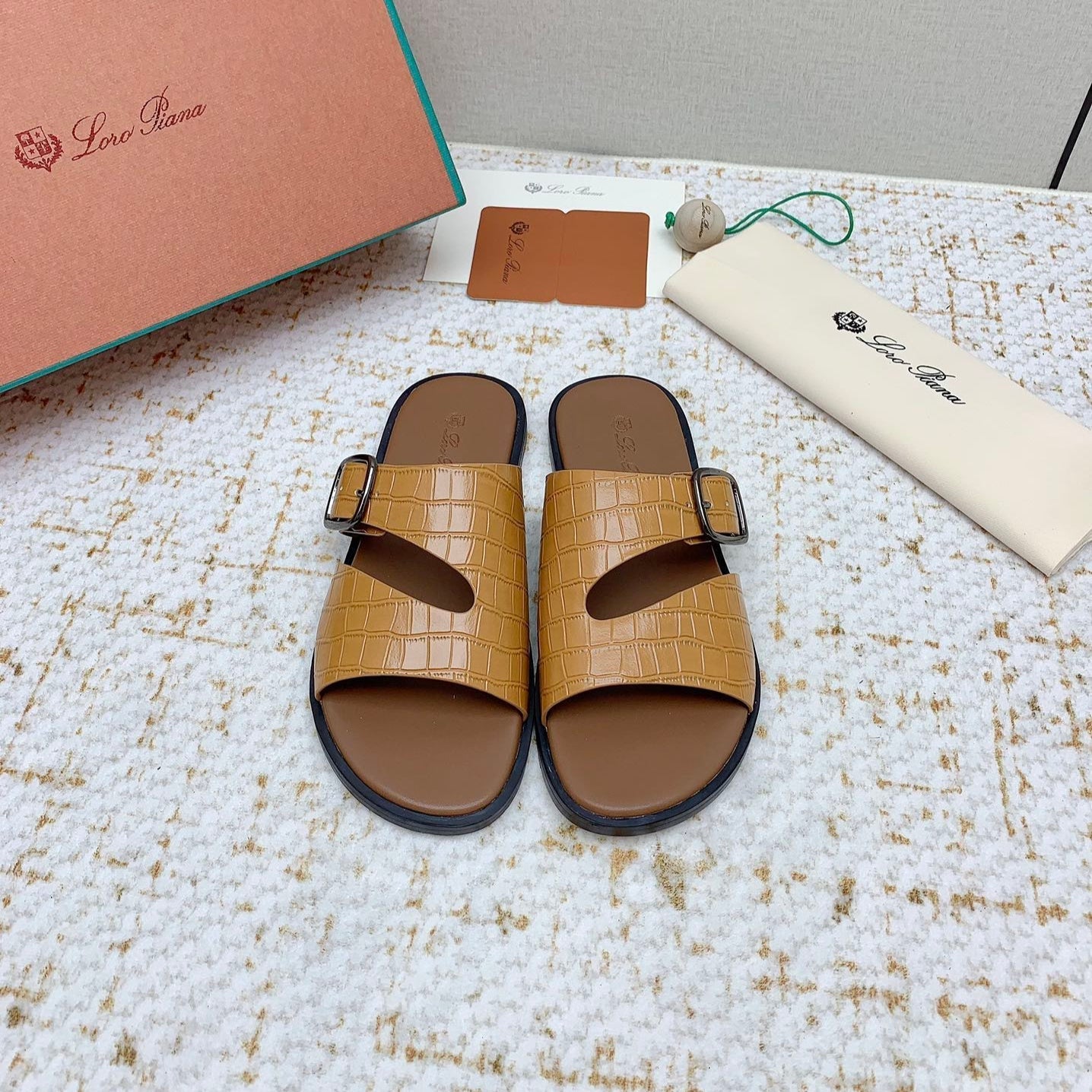 SANDALS IN LIGHT BROWN SNAKE EMBOSSED CALFSKIN - 38