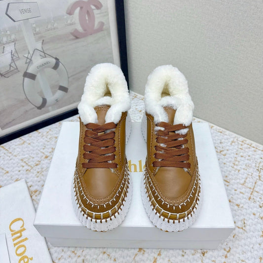 КРОСІВКИ CHLOÉ 26S НА ТАНКЕТЦІ З КОРИЧНЕВОЇ ТЕЛЯЧОЇ ШКІРИ