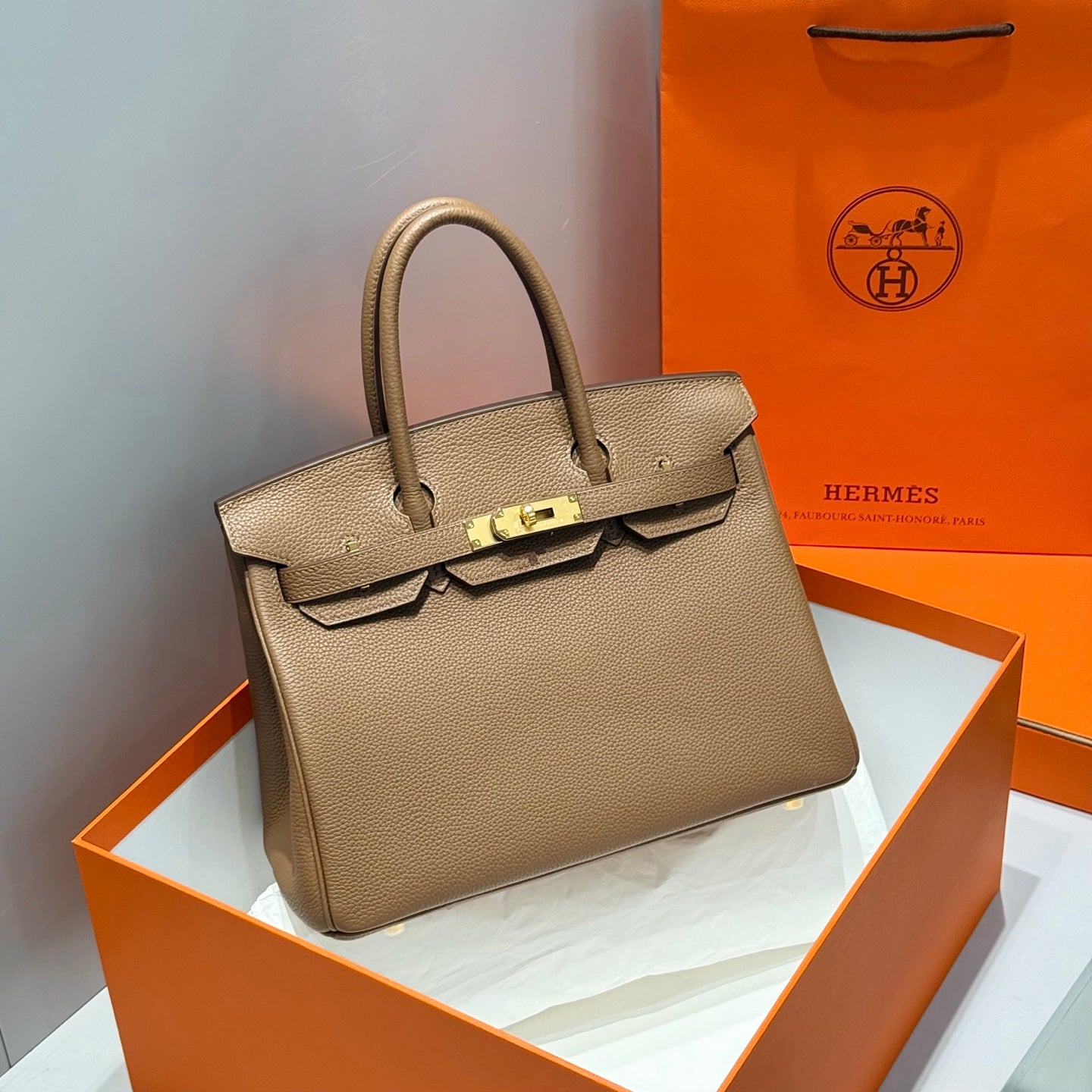25S HERMES BIRKIN 30 IN DARK BROWN CALFSKIN GOLD HARDWARE