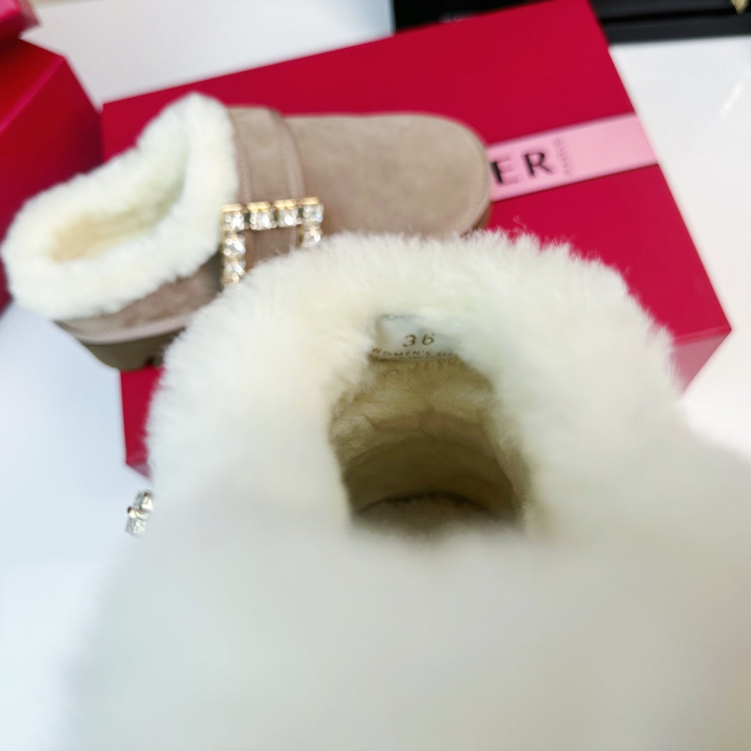 VIV WINTER PLATFORM MULES IN BEIGE SUEDE - 35